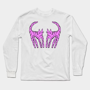 Cat stand off pink Long Sleeve T-Shirt